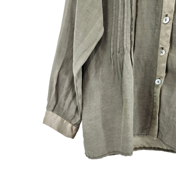 Kleen Women's Linen Blend Pintucks Button Front Shirt Lagenlook - XS - Picture 4 of 6